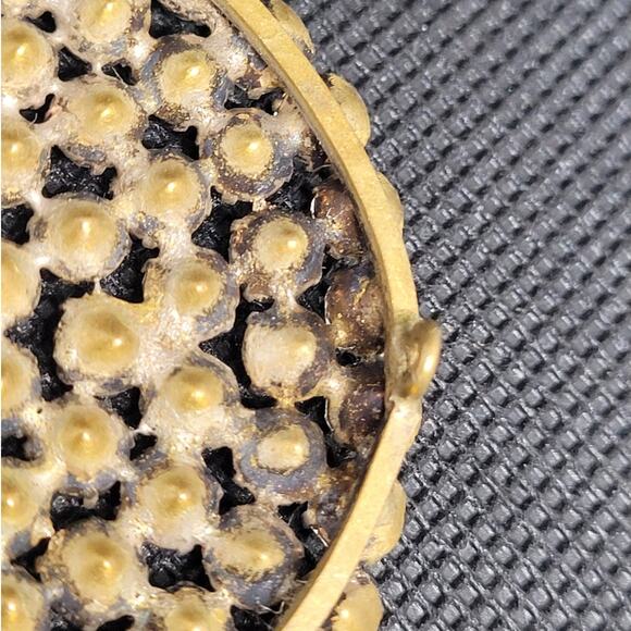 Vintage Luxe Statement 40s-50s Clear Rhinestone Brass Pendant Retro Glam Piece - Picture 8 of 10